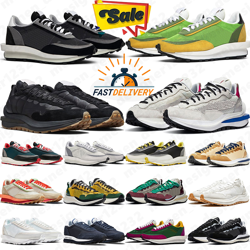 Running Shoes Waffles Sail nylon Black White Gum Bright Citron Fragment Grey Blue Game Royal Sacai Leather Suede Sneakers 36-45