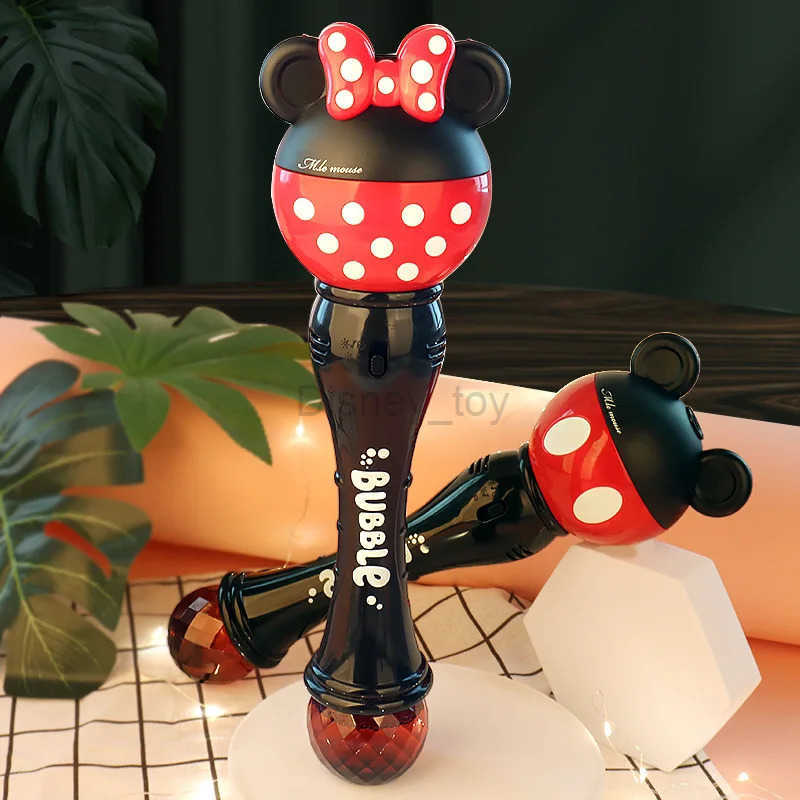 Disney toy Mickey cartoon new bubble machine boy and girl magic wand toy new Mickey Mouse Minnie electric soap bubble childrens gift Y2504017