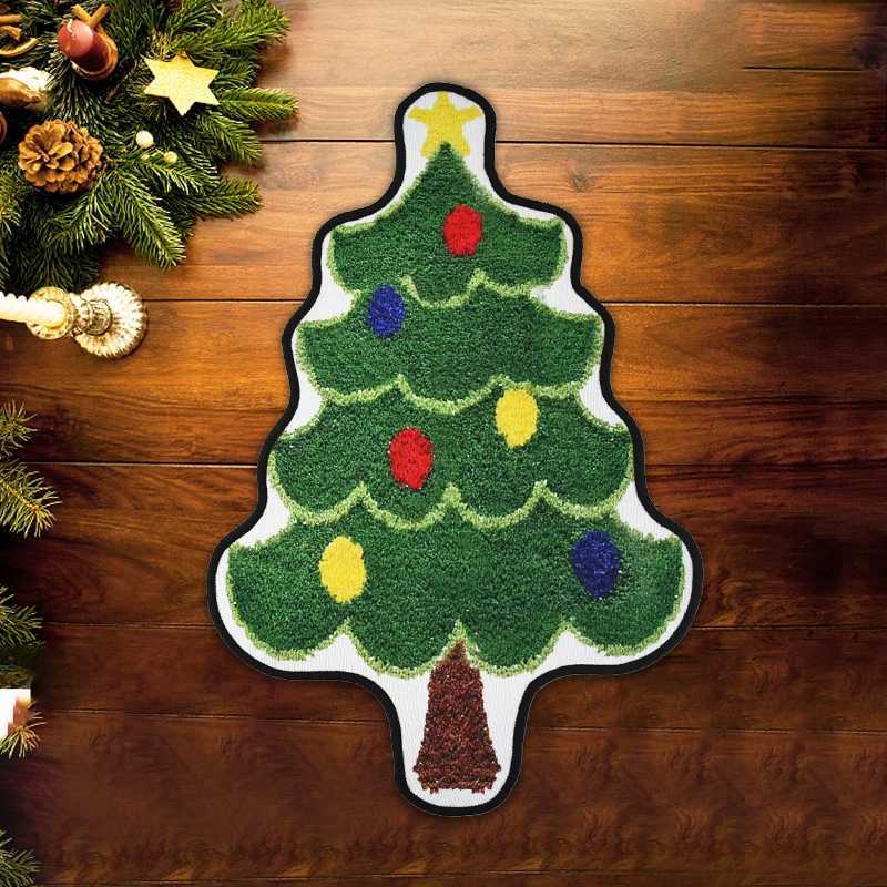 Christmas Tree Shaped Floor Mat Entrance Door Bedroom Bath Toilet Anti Slip Mat Carpet 2025 New Year Home Decoration NavidadM251117