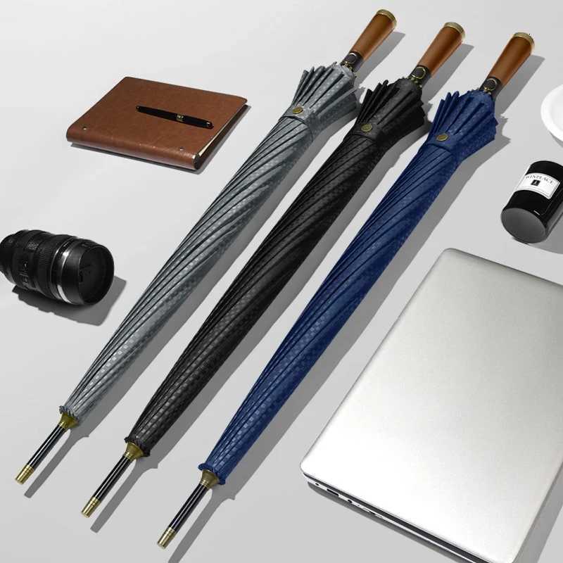 Vintage Straight Handle Umbrella Luxury Wooden Long Handle Umbrella 16K Windproof Reinforced Men Large Business Umbrellas Gifts C251117