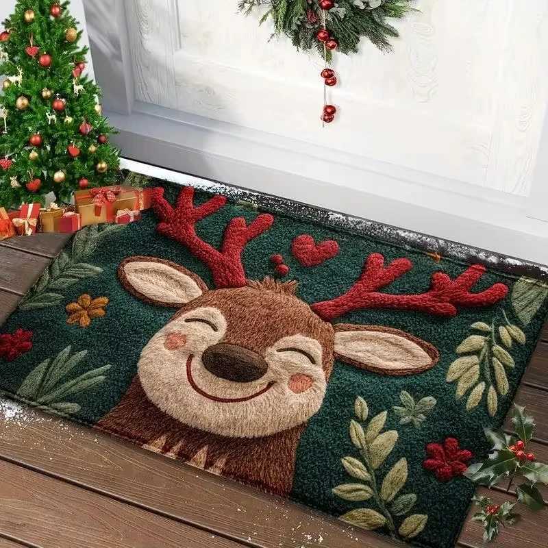 Christmas Tree Santa Claus Elk Christmas Entry Door Floor Mat Festive Decorations Carpet Bathroom Anti-slip Mat Entrance DoormatM251117