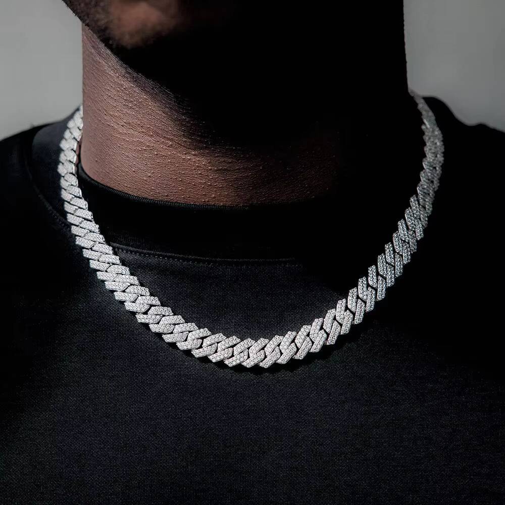 Laboratory cultivation of Moissanite Jewelry 12mm Iced Out Clasp Miami Cuban Link Chain Bling Diamond Necklace Fine Jewelry Hip Hop Style for Men Wome