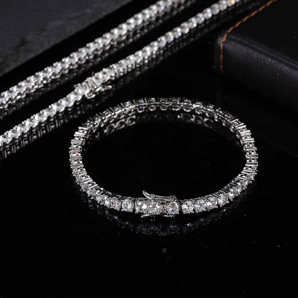 Moissanite 3MM High Quality Diamond Tennis Bracelet Iced Out CZ Stone 18k Gold Plated Tennis Chain Jewelry for Women