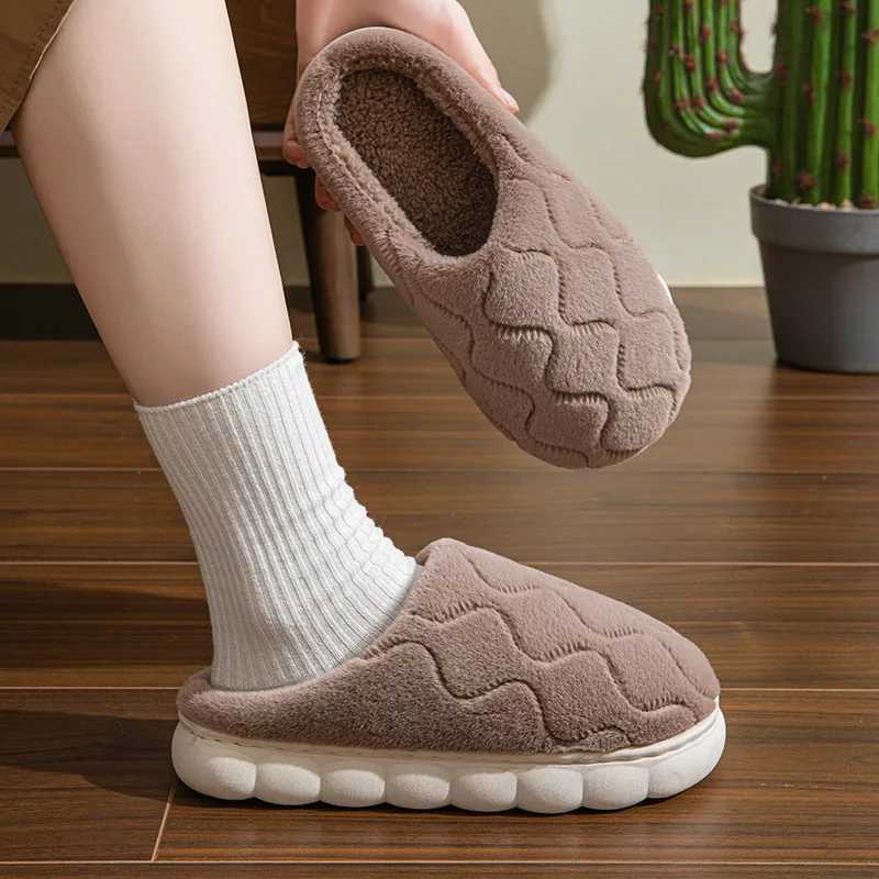 2025 Autumn Winter Short Plush Warm Womens Cotton Slippers - Cozy Non-Slip Indoor House Shoes for Couples Soft with Thick Sole H251117