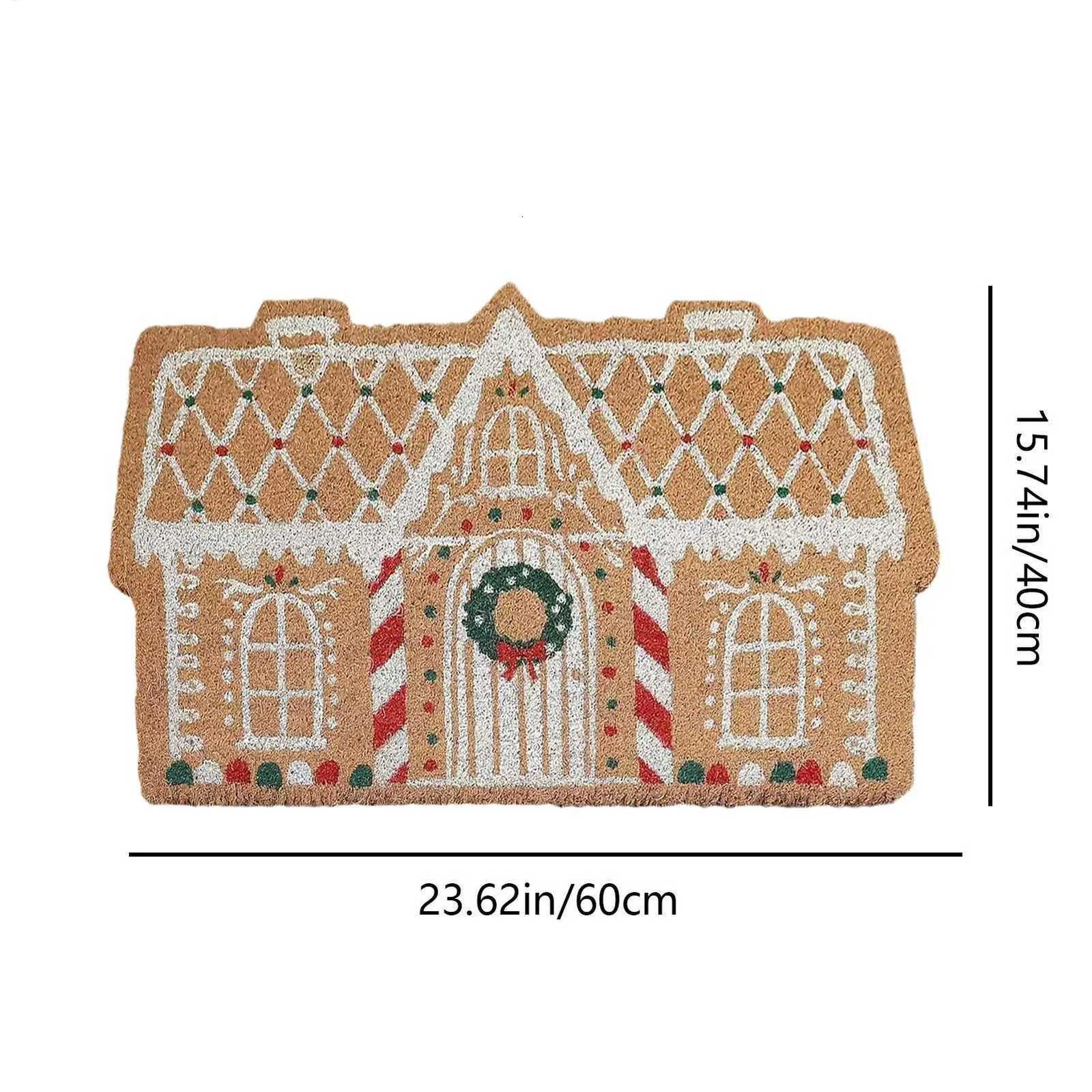 Christmas Gingerbread House Floor Mat Entrance Non Slip Water Absorbent Easy To Clean Festive Atmosphere Decorat CarpetM251117