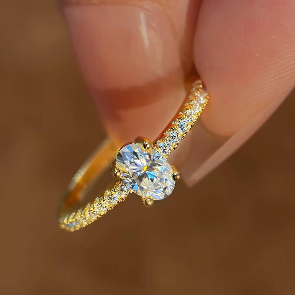 Womens Moissanite Wedding and Promise Ring 925 Sterling Silver with Oval Diamond Engagement Ring