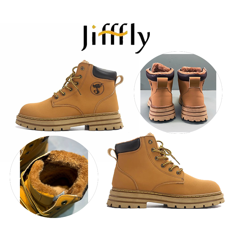 Jifffly unisex Martin with increased height, wear resistance, and new thick wool British workwear, outdoor casual yellow boots
