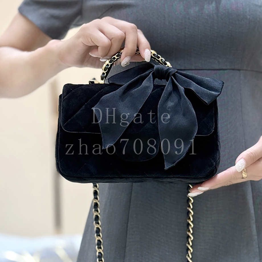 Velvet Silk Mini Flap bag Designer Bag 20CM Luxury Shoulder Bag Diamond quality Handbag Crossbody Bag With box CAS5875
