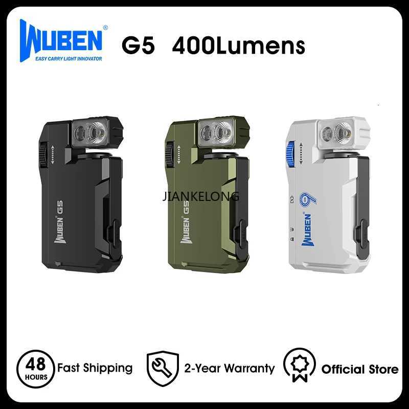 WUBEN G5 Rechargeable EDC Flashlight 400 Lumens Dual Light Sources Mini Flashlight with RGB Light Portable Pocket Flashlights M251117