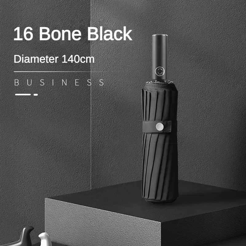 Business Luxury 140CM Super Large Umbrella Men Women Automatic Folding Windproof Strong Reinforce Sun and Rain Big Umbrellas C251117