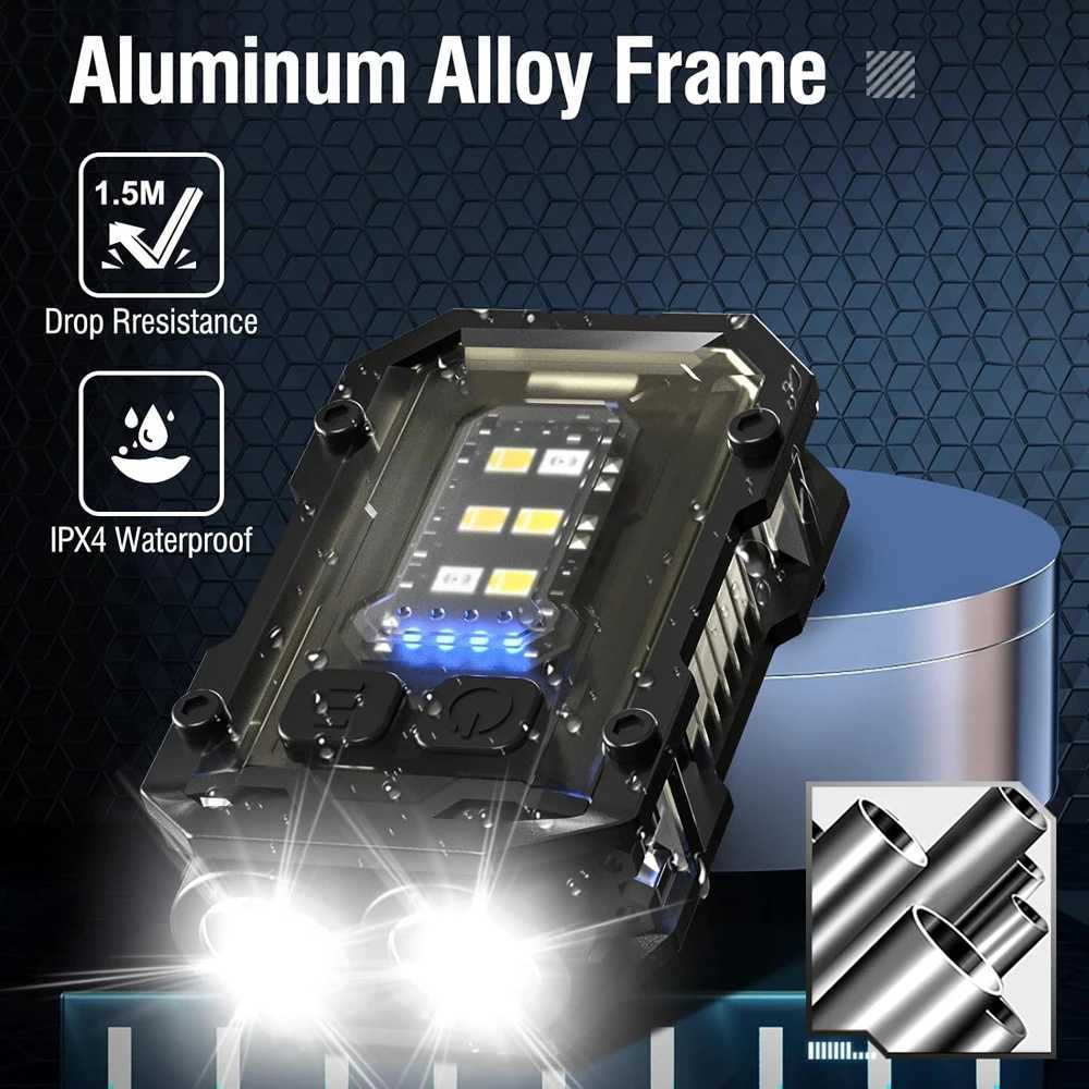 Multi-function Portable Mini Keychain Light Led High Bright Flashlight Dual Light Source Outdoor Camping Fishing Tool Torch Lamp M251117