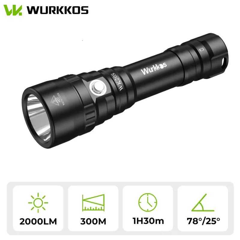 Wurkkos WK20S Powerful Diving Flashlight IPX8 Waterproof Scuba Dive Light Rechargeable Max 2000 Lumen SST40 HD LED 4 Modes M251117