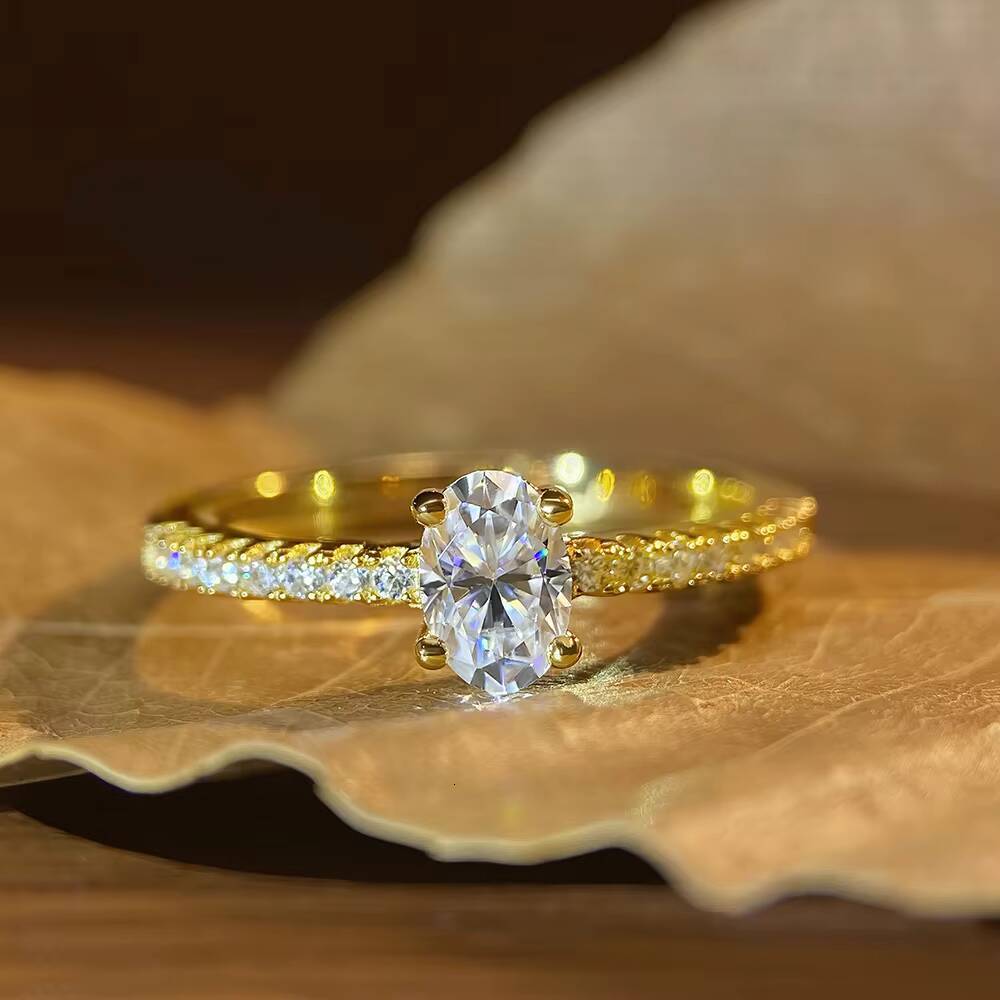 Womens Moissanite Wedding and Promise Ring 925 Sterling Silver with Oval Diamond Engagement Ring