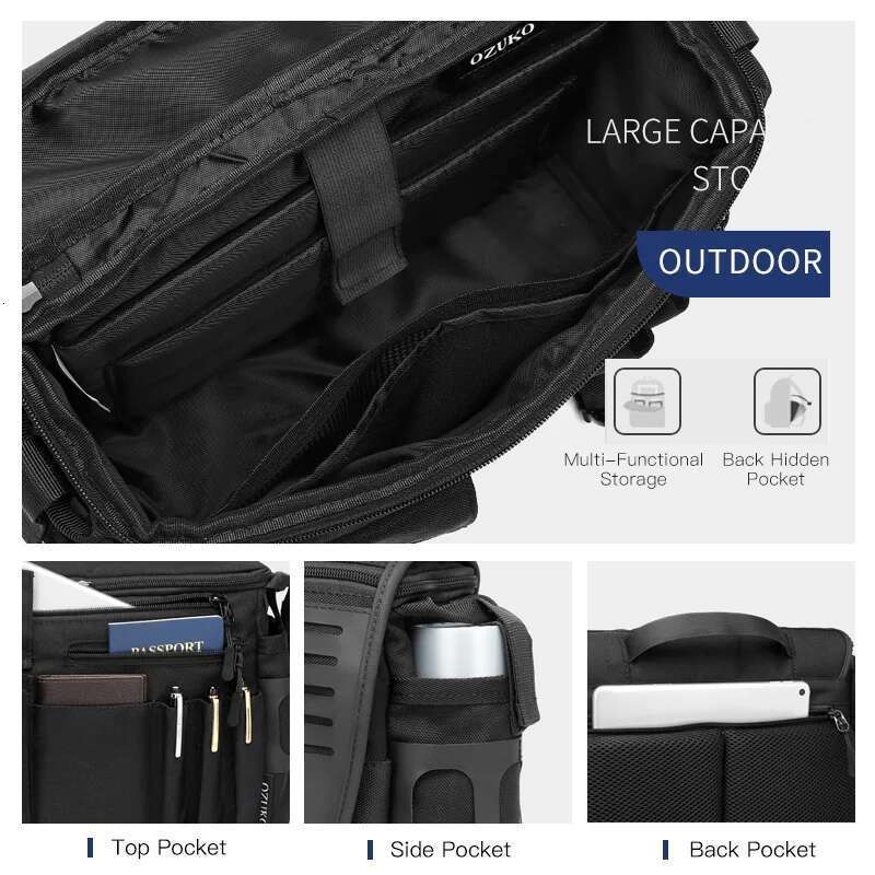 OZUKO Men Shoulder High Quality Large Messenger Bags Male Water Resistant Handbag Outdoor Short Trip Crossbody Bag