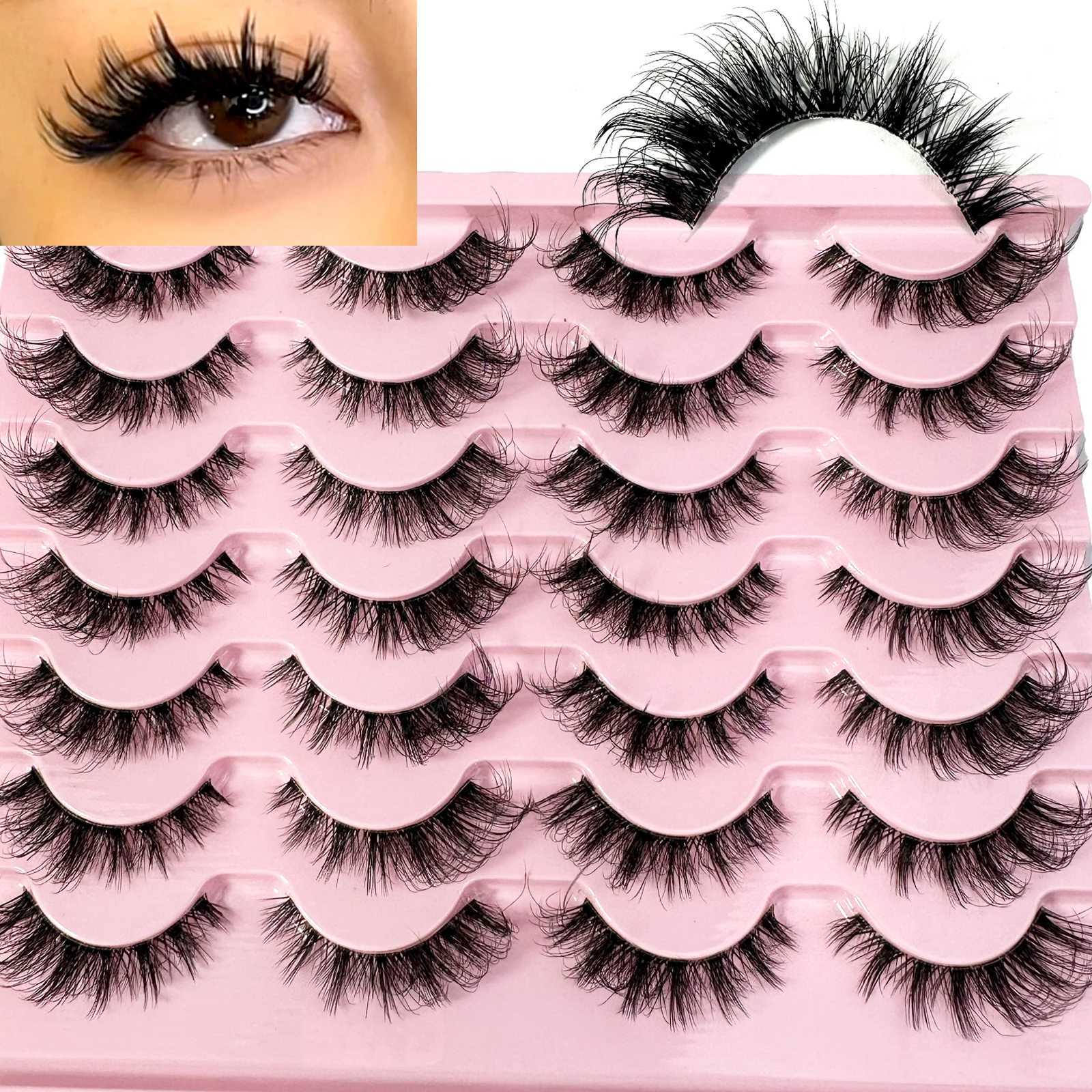14Pairs False Eyelashes Soft Natural Cat Eye Lashes Clear Band Make up 3D Mink Lashes Fluffy Eyelashes maquillaje Faux CilsT251117