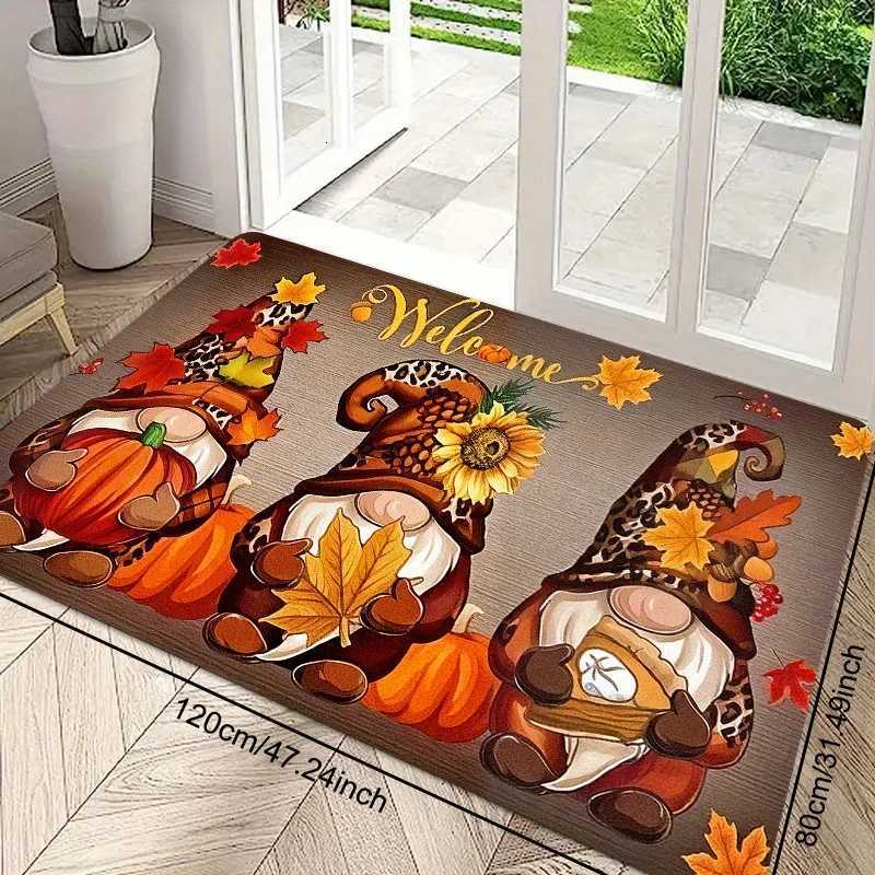 1pc Charming WELCOME Dwarf Doorway Christmas Mat Non-Slip Mat with Festive Pumpkin Design for Indoor/Outdoor EntrywaysM251117