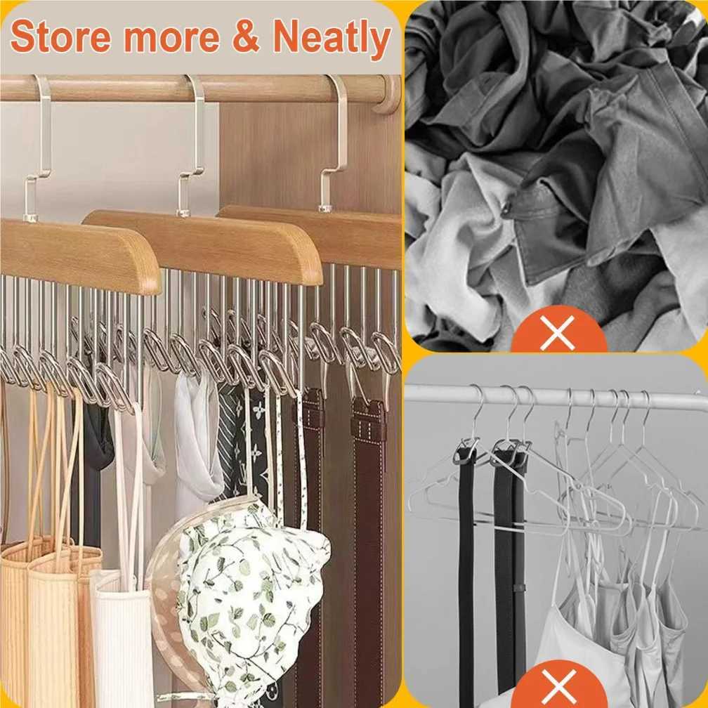 Multi-functional Belt Hanger Clothes Organizer Multifunctional Wooden Underwear Vest Storage Home Dorm Wave Hanger Drying Rack C251117