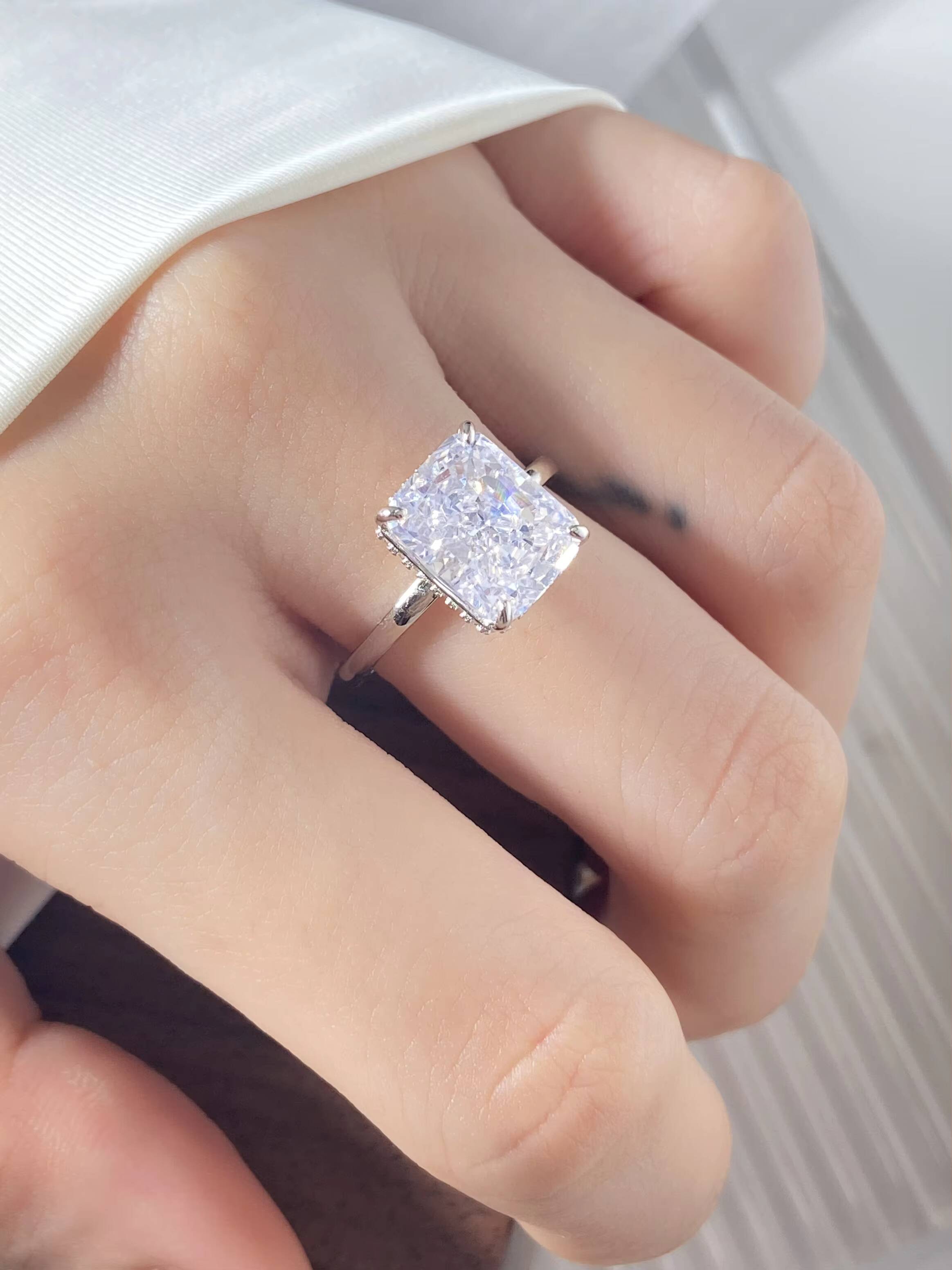 Foxi Prong Set Fine Rings Geometric Zircon 925 Sterling Silver Womens Ring 18K Ring Jewelry Set