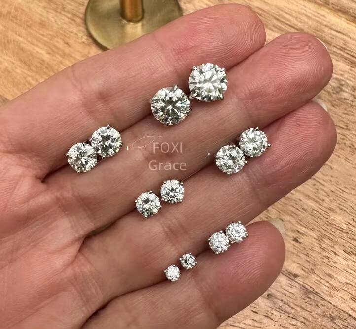 S925 Silver Earring Moissanite VVVS Single Diamond Classic Silver4mm 5MM 6MM Round Brilliant Cut Screwback Stud Earrings