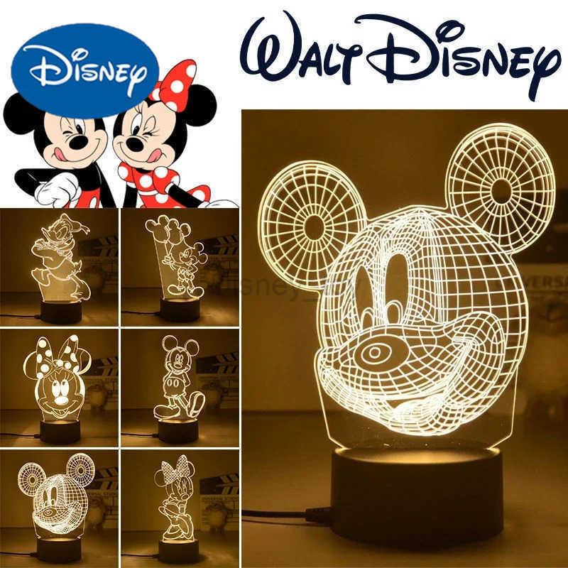 Disney Mickey Night Light 3D Minnie Mouse Visual LED animated character model cartoon desktop creative decoration bedroom bedside lamp Y2504017