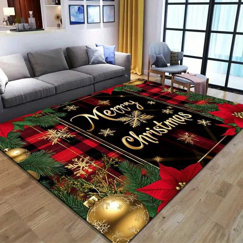 Merry Christmas Crystal Velvet Carpet Floor mat Non-slip Floor Mat Festive Holiday Chair Rug Polyester Home Living RoomM251117