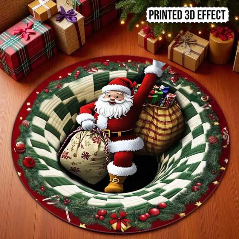 3D Christmas Presents Round Rug Xmas Gifts Design Welcome Mat for Indoor Outdoor Holiday Decor Perfect New Home GiftM251117