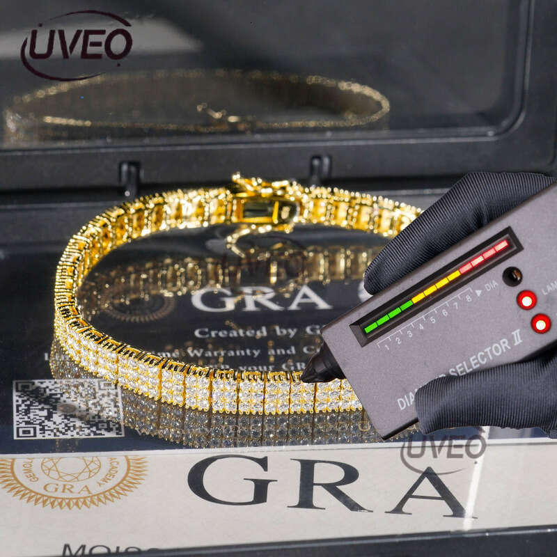 Moissanite Bracelet VVS Jewelry Gold 925 Moissanite Bracelet Clover Hiphop Pass Dias Tester Chain Mens Necklace