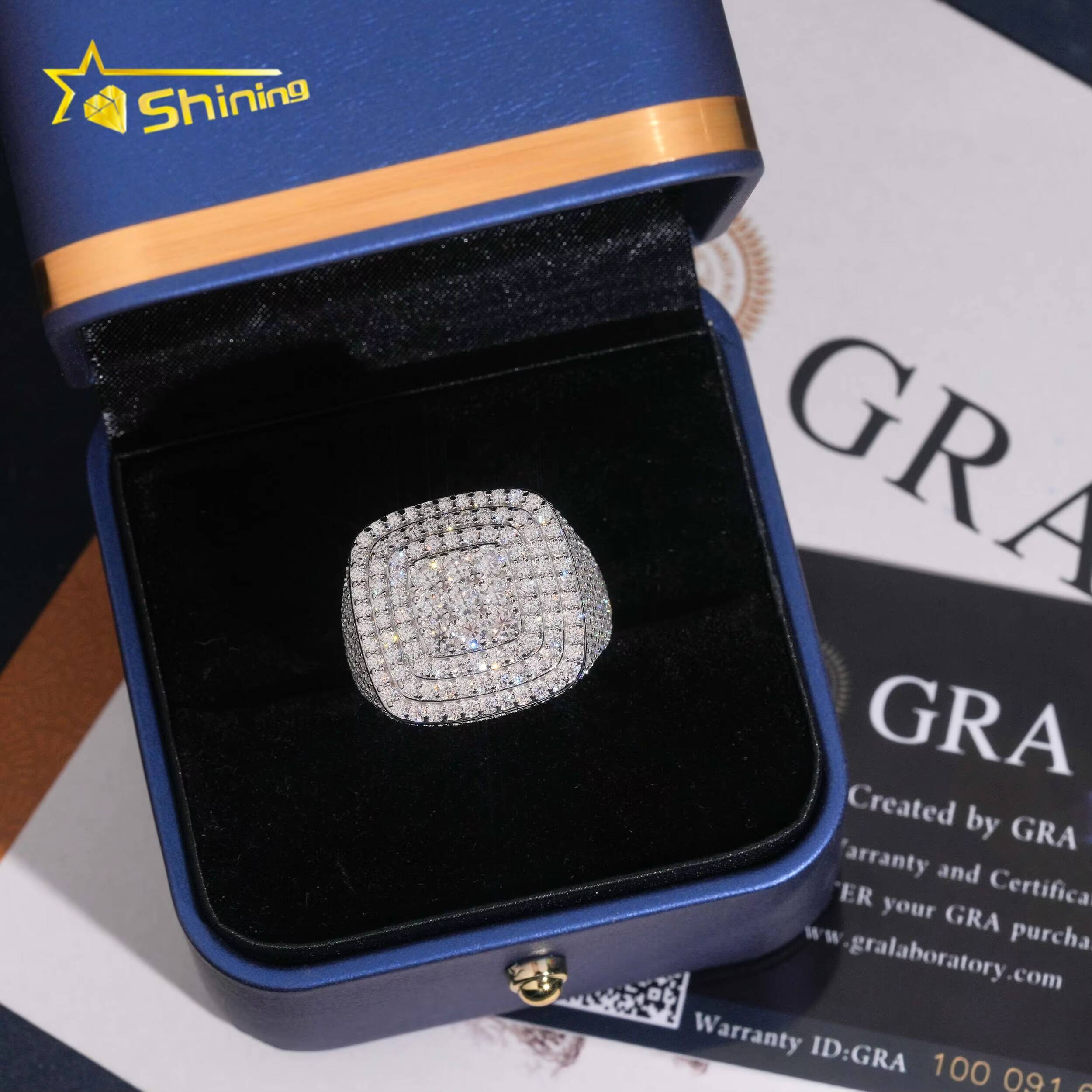 New Arrivals Pass Diamond Tester Fine Jewelry 925 Silver Men Iced Out VVS Moissanite Rings