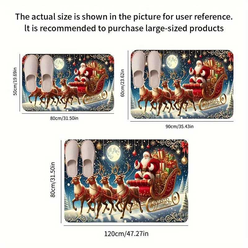 Washable Santa Reindeer Christmas Doormat - Non-Slip Perfect for Bedroom Hallway Kitchen Entrance Festive Home DecorM251117