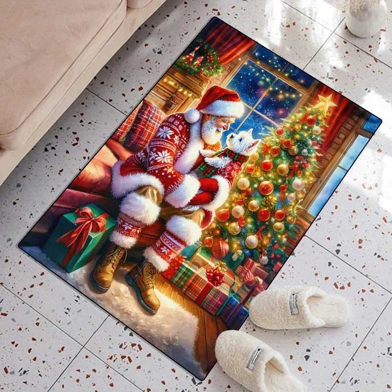 176 LB Per Square Meter Crystal Velvet Home Carpet Featuring a Santa Claus Design Suitable for The Living Room Bedroom KitchM251117