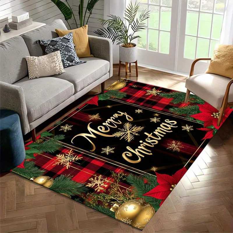 Merry Christmas Crystal Velvet Carpet Floor mat Non-slip Floor Mat Festive Holiday Chair Rug Polyester Home Living RoomM251117
