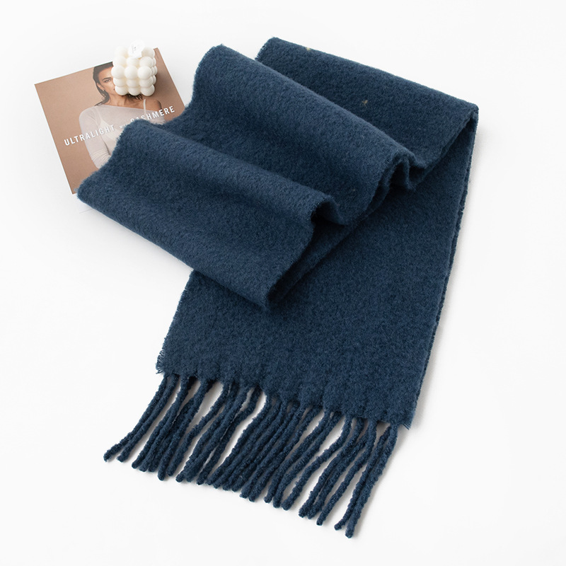 K423 Wool scarf 2024 autumn and winter solid color versatile men and women cashmere feel scarf thick warm neck scarf