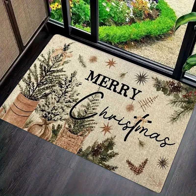 VIKAMA Christmas Carpet Pine Needle Mat Floor Mat Doormat Waterproof Welcome Mat Rug For Bedroom Carpet For Live Room Home DecM251117