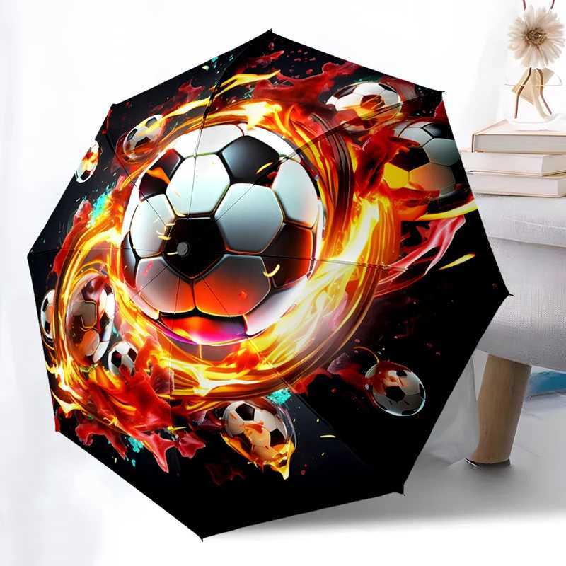 Football Design Folding Umbrella - Fashionable Auto-Open Design 8 Iron Ribs Plastic Handle Foldable Sunshade Perfect Gifts C251117