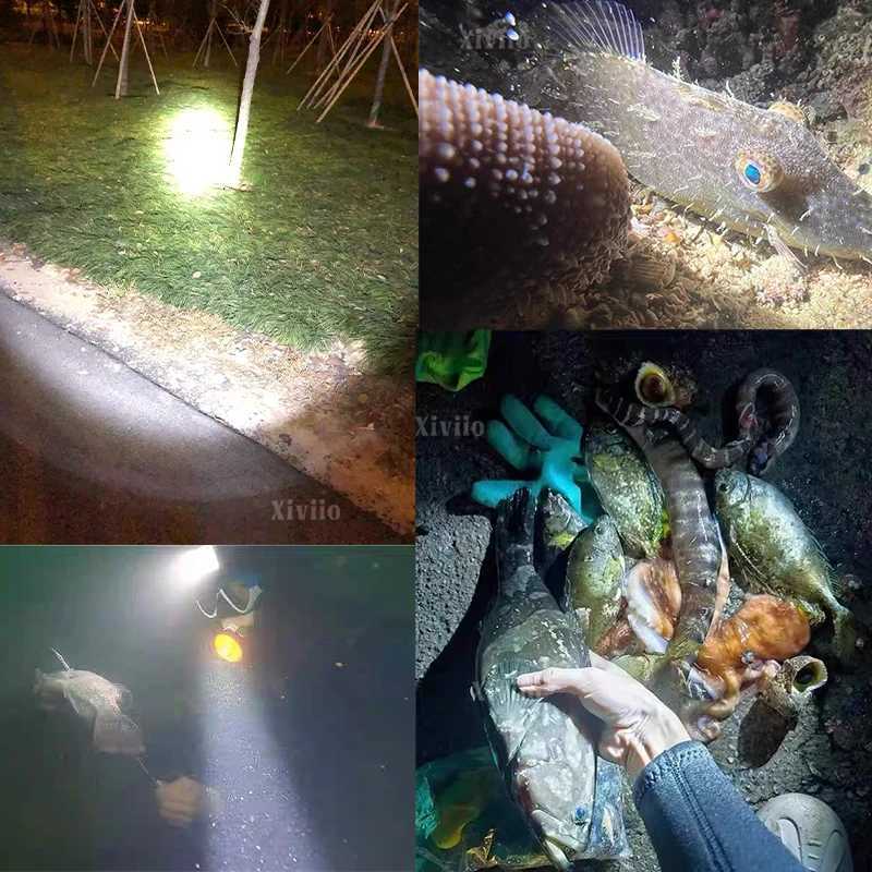 9000000LM Super Bright LED Diving Flashlight Powerful Waterproof Diving Land Dual-purpose Light Hunting Emergency Two-color Lamp M251117