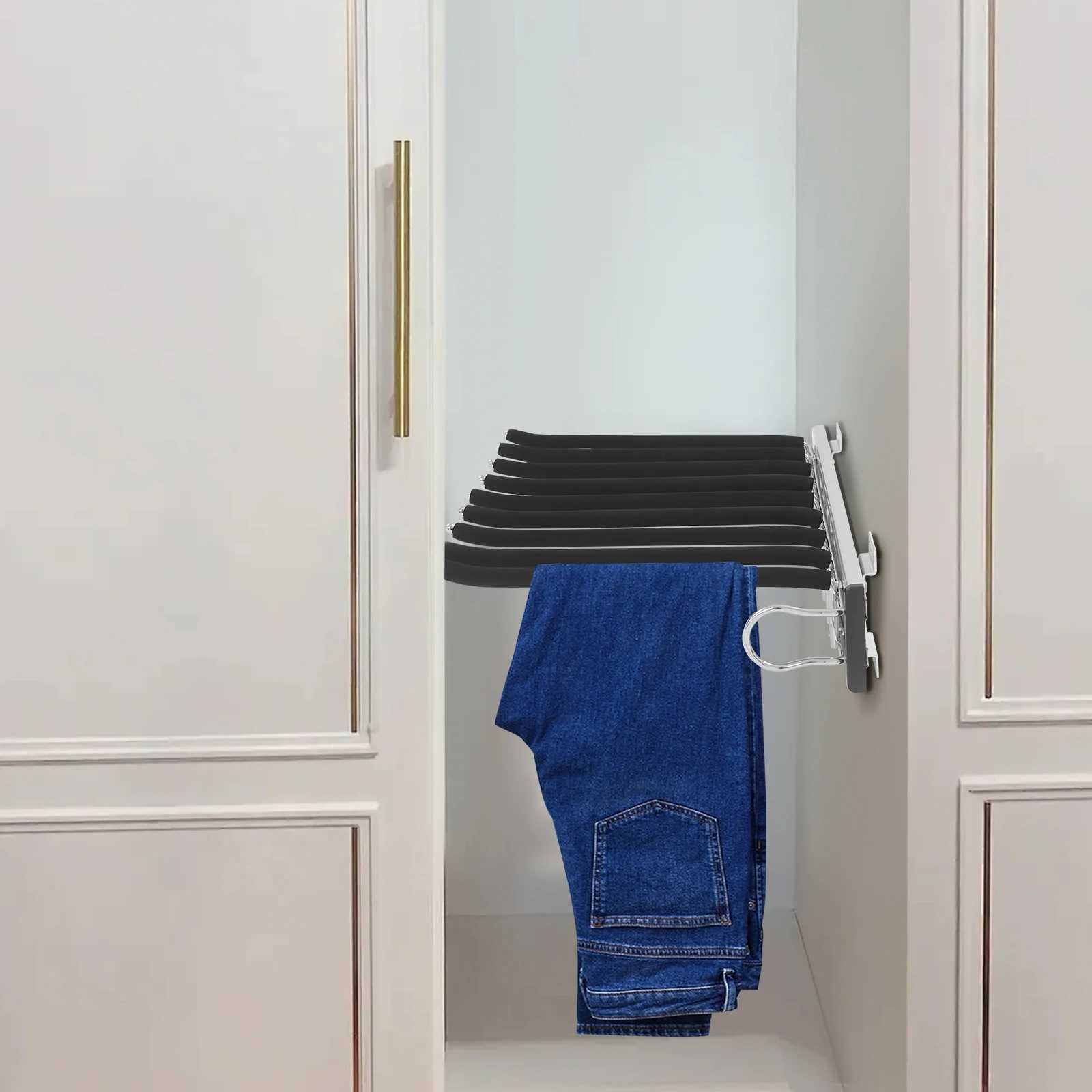 Bymaocar 46325cm Pull Out Trousers Rack Sliding Pants Rack 9-rod Side Mounted Trouser Hanger C251117