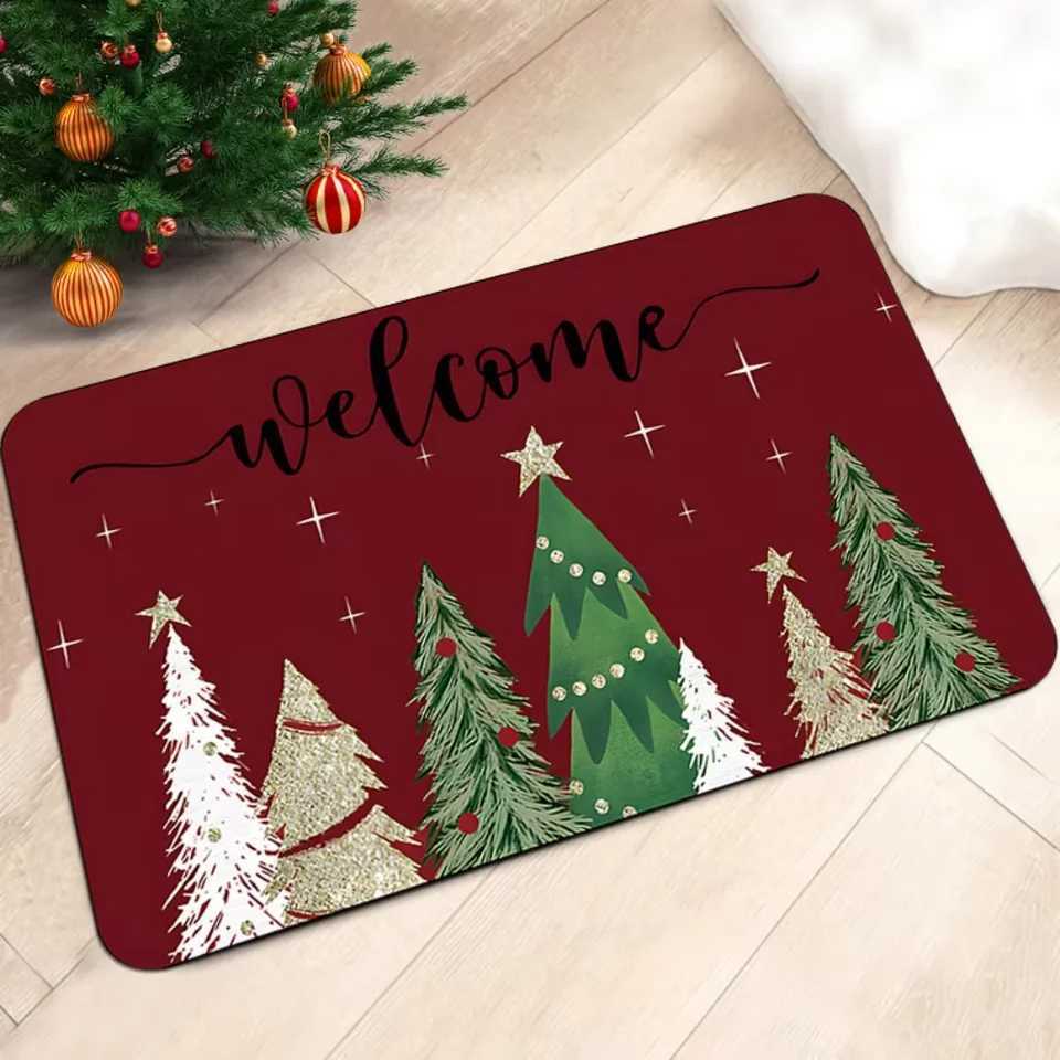 VIKAMA Christmas Carpet Red Festive Carpet Soft Living Room Carpet Rug For Bedroom Doormat Welcome Mat Outdoor Carpet Home DecorM251117