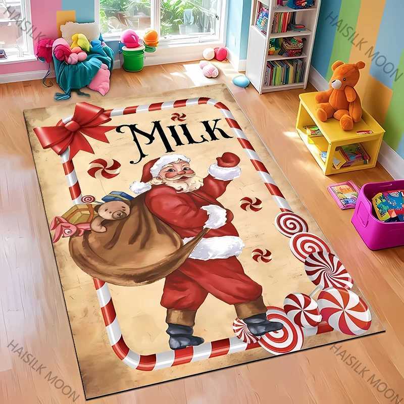 1PC Vintage Christmas Poster Theme Carpet Rug for Living Rooms Bedroom Entrance Door Decor Mat Kids Play Mat Next Day ShippingM251117