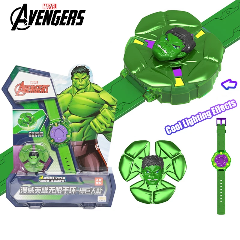 New Marvel Avengers Hulk Style 2 Pcs Fidget Spinner Wristband Three Kinds of Glare Movie Peripheral Toy Set Boy Birthday Gifts