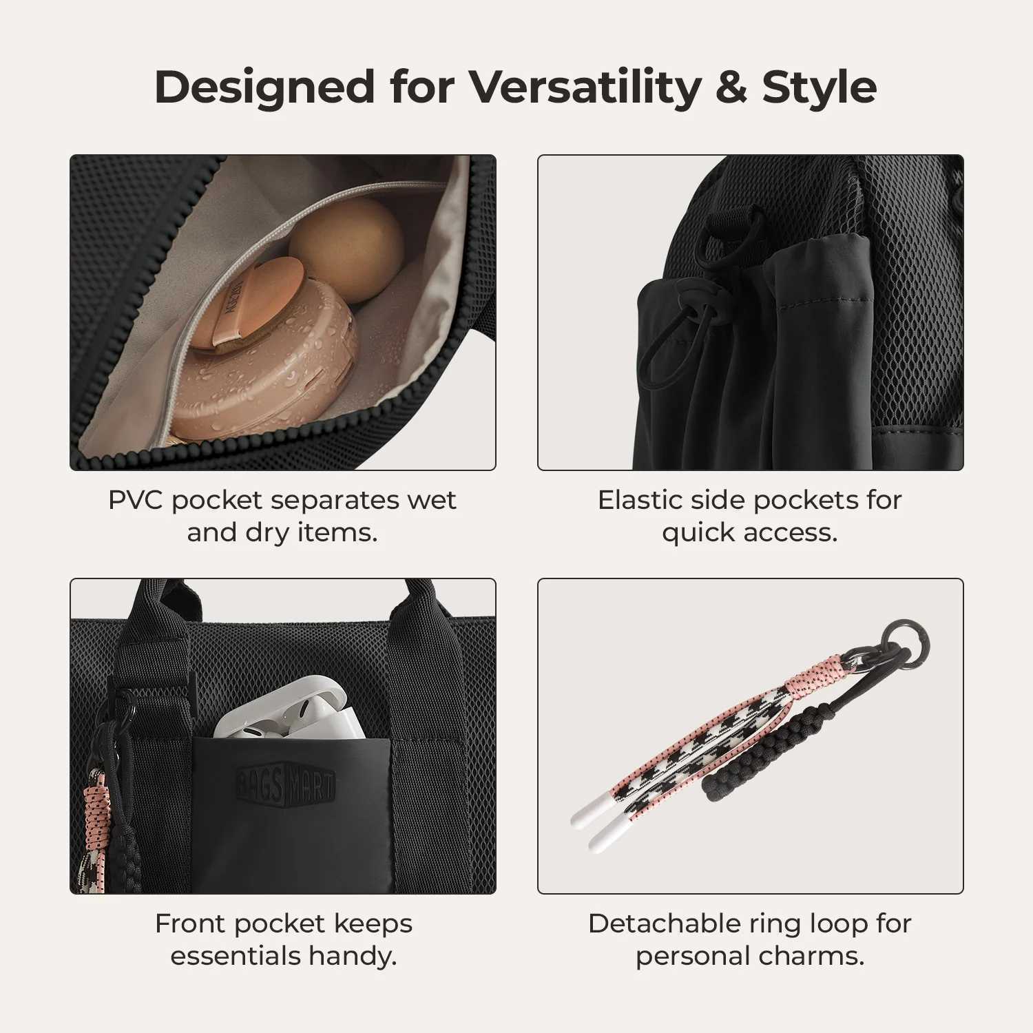 BAGSMART Boston Bag for Women Mini Duffel Shoulder Crossbody Bag Waterproof with Wet Pocket Gym Travel Daily Beach WeekenderW251115