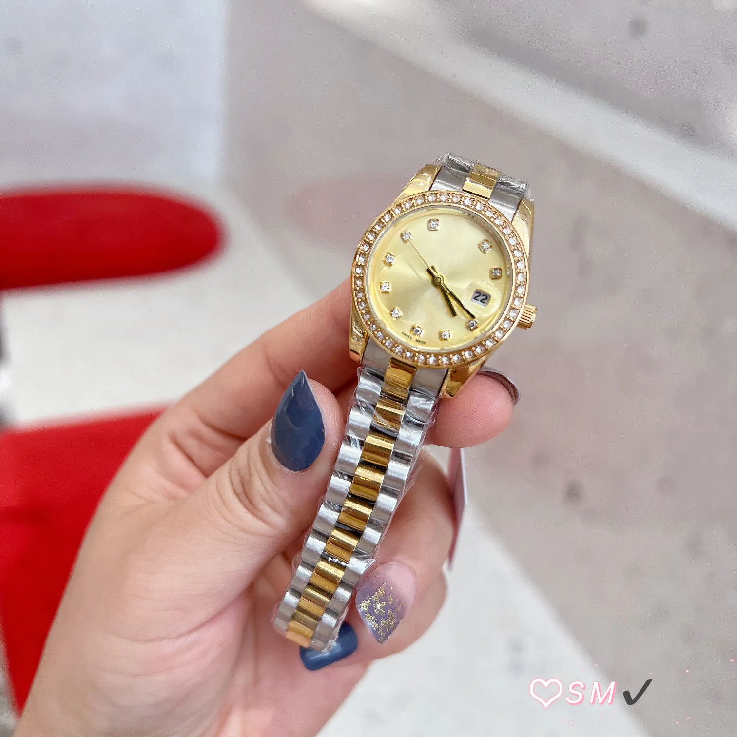 High quality womens watch designer watch 28 mm date women diamond designer gold watch just Christmas Mothers Day Gift watches Sapphire montre de luxe R3