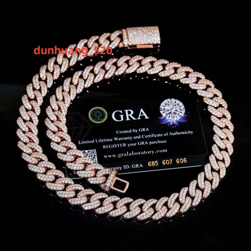 necklace moissanite chain Pass Diamond Tester Moissanite Hip Hop Jewelry 13mm 925 Sterling Silver Iced Out Vvs Diamond Mossanite Cuban Link Chain