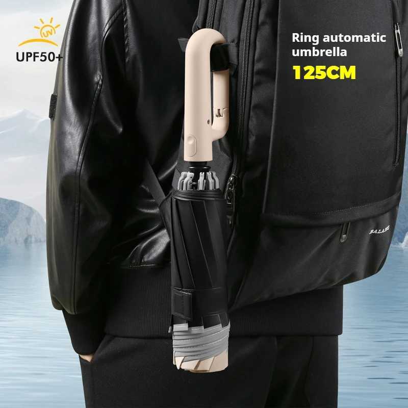 Ring Buckle Design 10 Rib Fully Automatic Umbrella for Men Folding Extra Large Strong WOMENS Sunshade Double Umbrella C251117