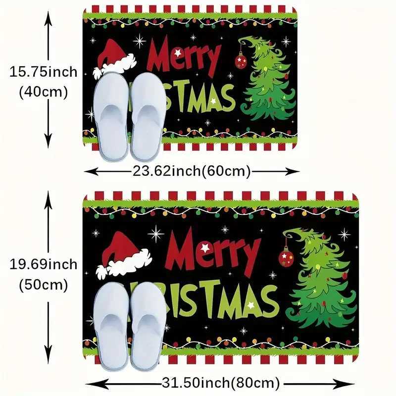 Christmas Red And White Stripe Santa Claus Welcome Mat Flannel For Bathroom Living Room Bedroom Kitchen Christmas Decor CarpetM251117