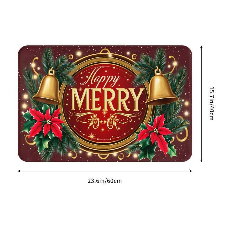 Traditional Christmas New Year 2026 Front Door Mat Anti-Slip Indoor Absorbent Doormat Garden Garage Entrance Rug CarpetM251117