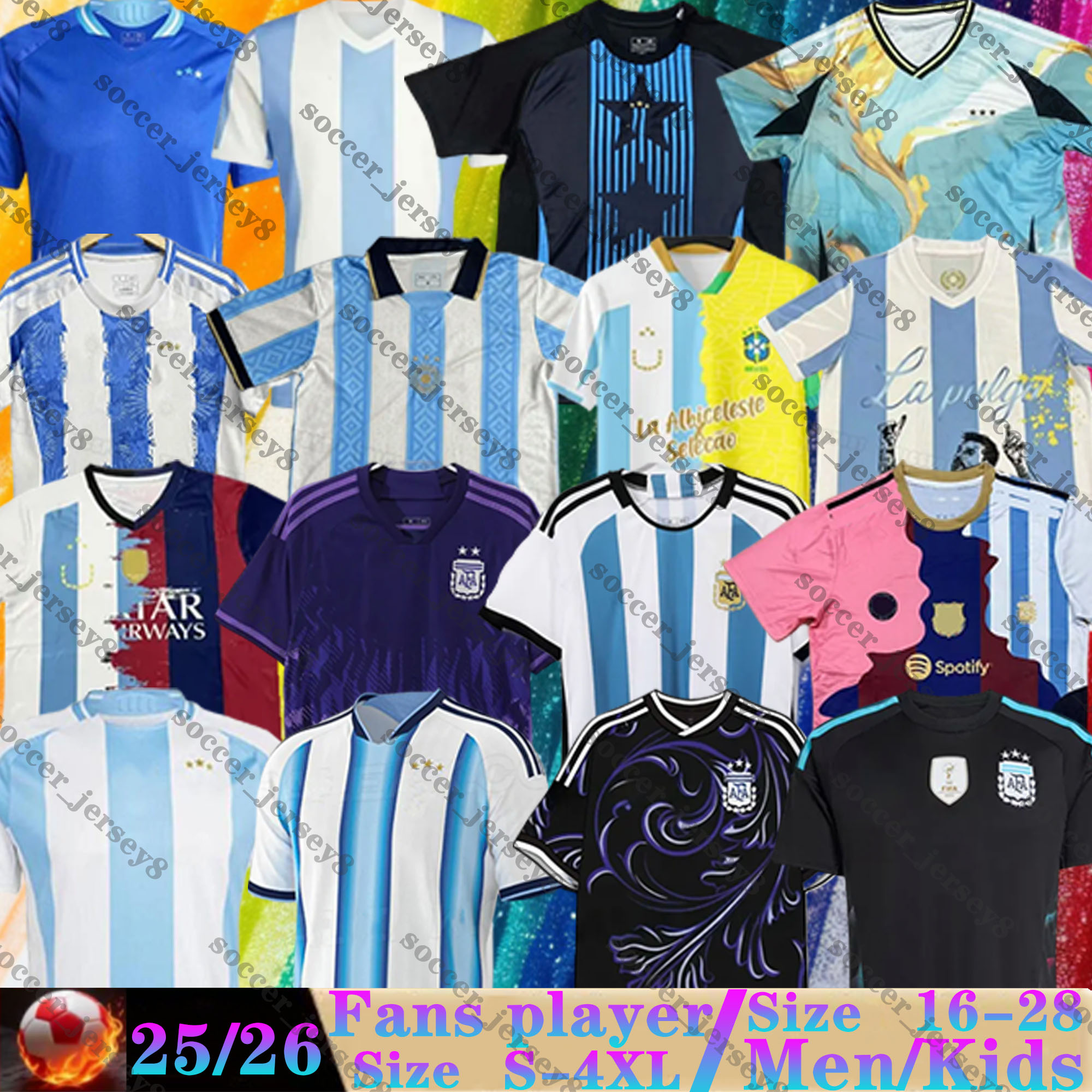 2026 2027 World Cup Argentinas 3 Star Soccer Jerseys MESSIS Fans Player Version MAC ALLISTER DYBALA DI MARIA MARTINEZ DE PAUL Home Men Kids kits 25 26 27 Football Shirts