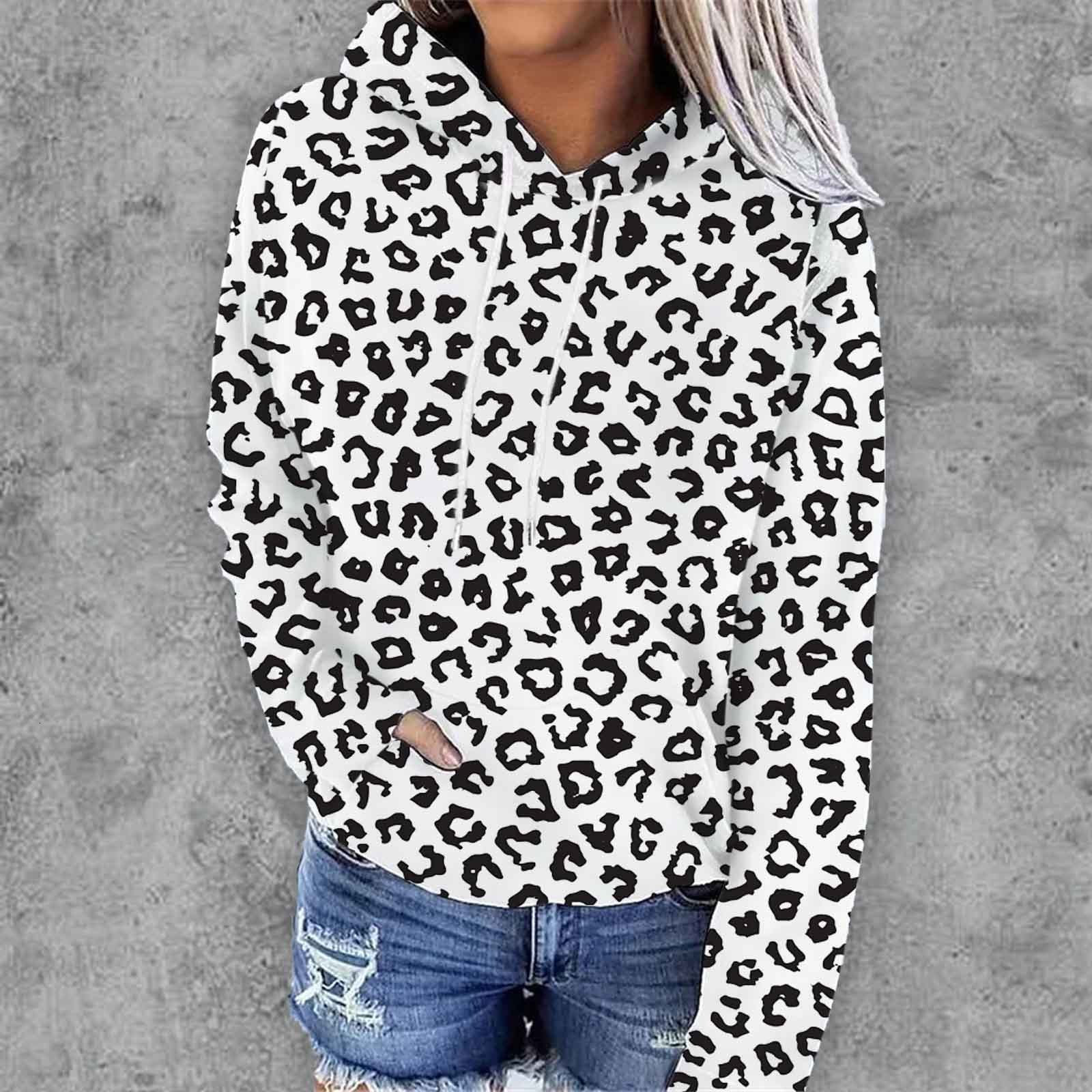 New Womens 3D Digital Print Leopard Hoodie Sweatshirt Hot Sale