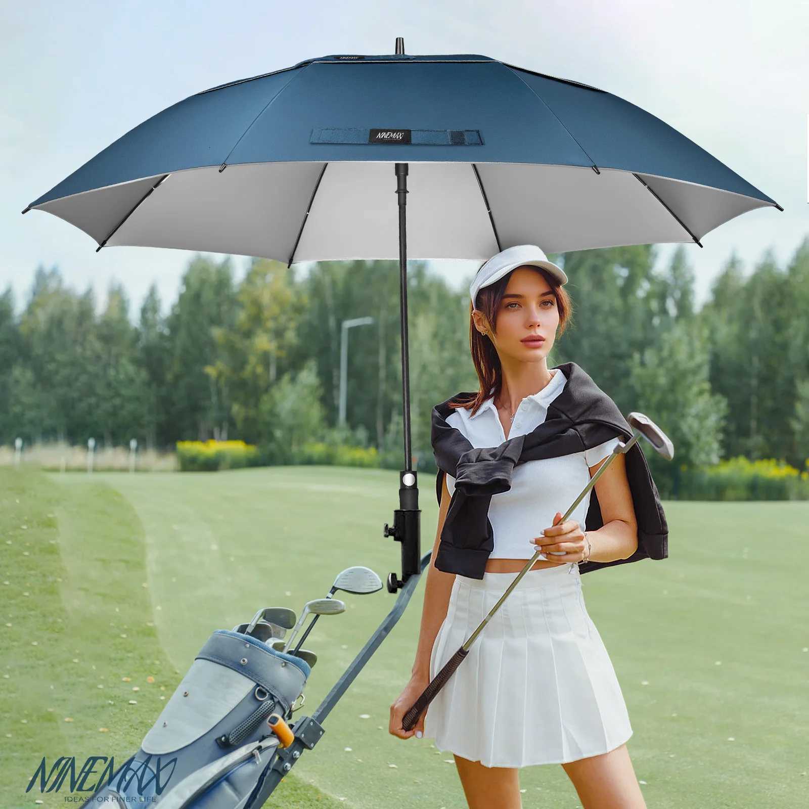 Umbrella Large 62 Inch UV Protection Umbrella Auto Open Vented Double Canopy Extra Large Windproof Stick Umbrellas C251117