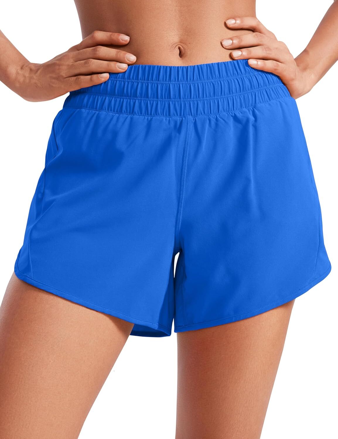 Women's mid rise running shorts lining -5-inch (approximately 12.7 cm) quick drying exercise track with zippered pocket