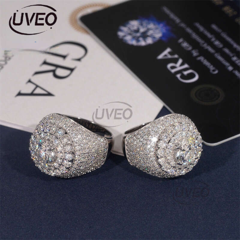 925 Jewelry Iced Out VVS Gold Moissanite Ring Moissanite Diamond Hiphop Pass Diamond Tester Sterling Silver Women